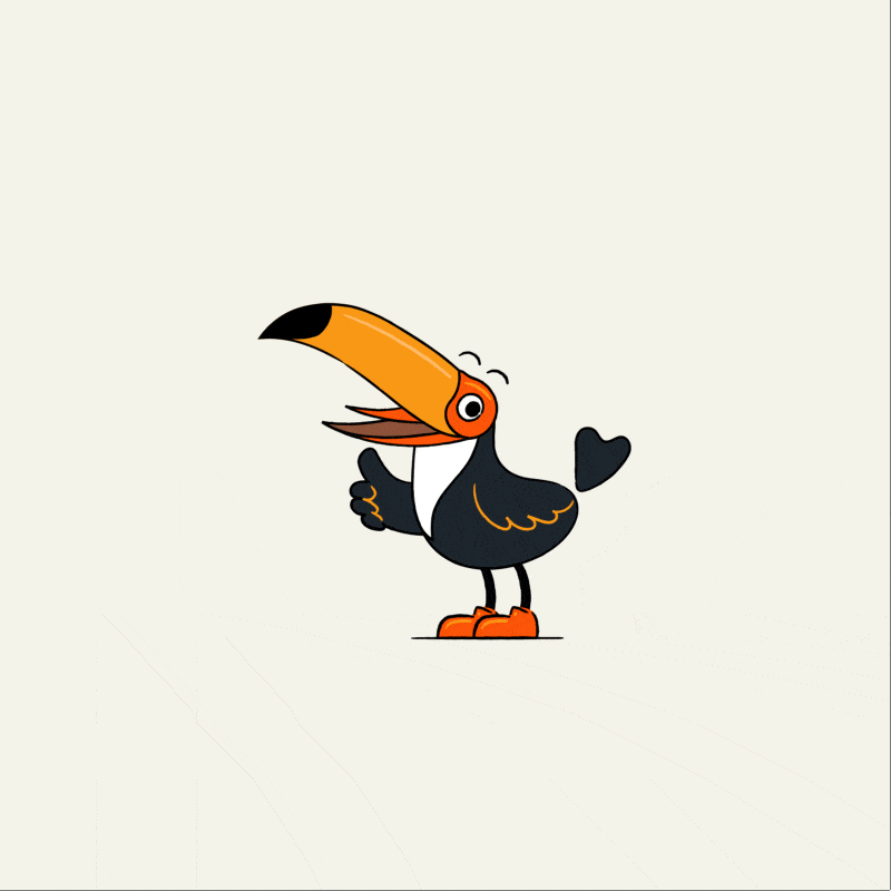 Toucan Giving mascot giving a thumbs up